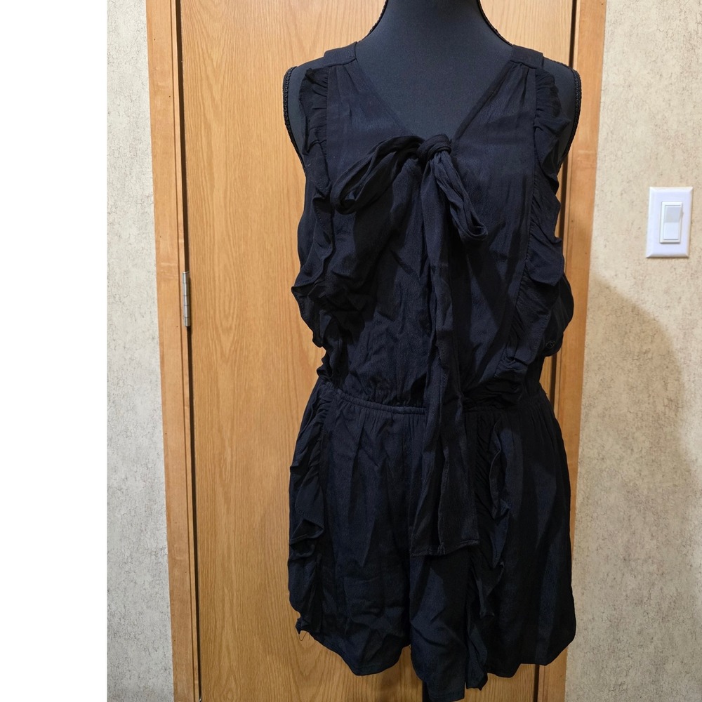 Mustard Seed Ruffle Romper Tie Front Sleeveless‎ Black Jumpsuit Size S